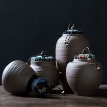 Retro raw ore rough pottery tea pot sealed wake-up tea pot small tea warehouse ceramic cork kung fu tea storage pot