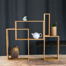 Creative bamboo teahouse variety combination Chinese storage cabinet display tea set Bogu rack Tea set Teapot Teacup shelf