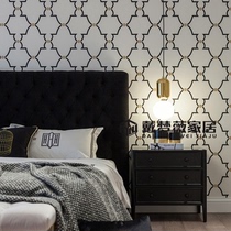 Nordic French American checkered non-woven wallpaper Villa living room bedroom study background wall checkered full wallpaper