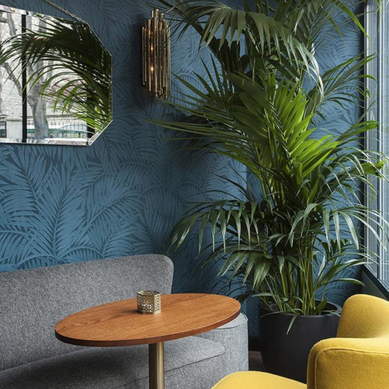 Imported Belgian Wallpaper Nordic Fabry-style Southeast Asian Style Palm Tree Leaf Relief Living Room Sofa Background Wallpaper-Taobao