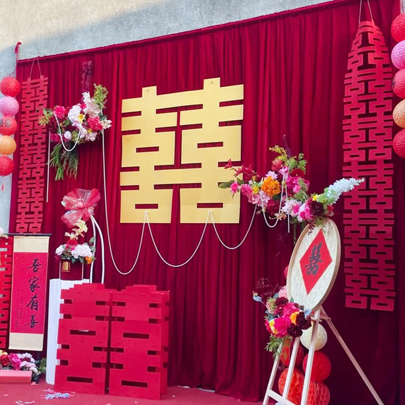 婚庆背景布幔金丝绒布料酒红色布幔婚礼宴会布置纱幔舞台装饰定制-淘宝Taobao | 天猫Tmall