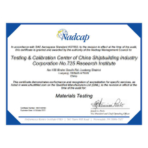 The material tests Nadcap AC7101 for the first of its kind