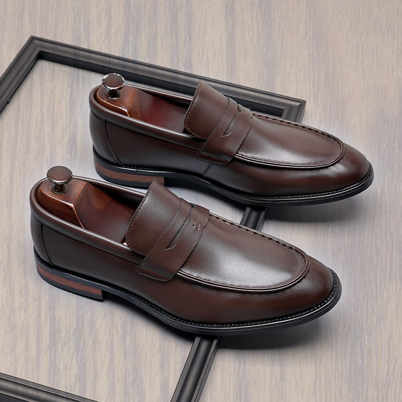 Italian Handmade Leather Shoes for Men, Breathable, Export-Quality, British Style, Versatile Slip-On Casual Loafers, Men's Business Slip-Ons