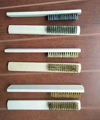 Wooden handle copper wire brush Cleaning brush decontamination brush Stainless steel wire brush Pure copper brush Rust removal brush Walnut Wen play brush