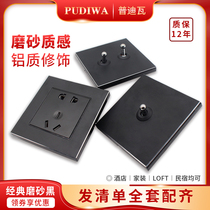 Pudiva hotel apartment household type 86 switch matte black one open 5 five holes with switch socket panel