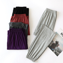 Sleeping Pants Women Long Pants Modale Thin minimalist pure color bunches Loose Casual Sports High Waist Spring Summer And Autumn Home Pants