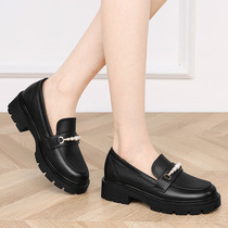 Leather shoes women soft leather black professional shoes 2021 new summer soft bottom station not tired work shoes