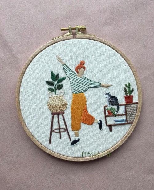 Natural hand-made, girlfriends with the same style, small fresh net red, punch card embroidery hanging paintings, new products recommend handmade fabrics