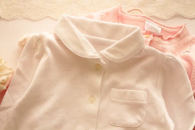 Áo sơ mi nữ dài tay cotton Nhật Bản áo sơ mi cotton tròn cổ áo sơ mi trắng cho học sinh sơ mi kẻ sọc cá tính cho bé