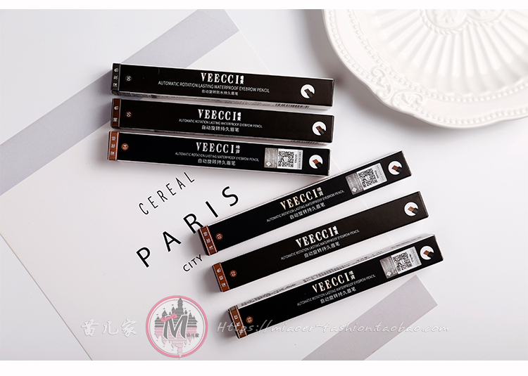 Mua để gửi thẻ lông mày VEECCI chỉ được tài trợ tự động xoay lông mày bút chì không thấm nước và mồ hôi kéo dài từ lông mày với bàn chải lông mày - Bút chì lông mày / Bột / Stick chì tfs