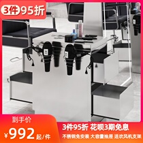  Stainless steel double-sided hairdressing mirror table cabinet shelf Barber shop tool cabinet Hair salon special tool table locker