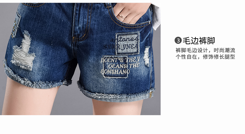 Burr thêu hoa lỗ quần short denim nữ mùa hè 2018 mới trung eo sinh viên hoang dã lỏng quần nóng triều thời trang quần giả váy