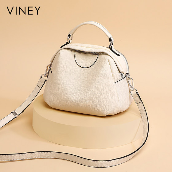 Viney Handbag 2026 New Genuine Leather Women's Bag Summer Crossbody Bag Large Capacity First Layer Cowhide Mother Bag
