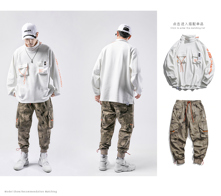 Mùa xuân thủy triều hoàn toàn mới dây ngụy trang overalls nam giới đường phố hip hop lỏng lẻo quần giản dị thủy triều - Crop Jeans shop đồ nam đẹp