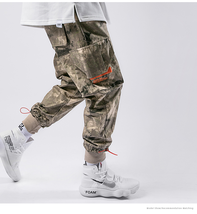 Mùa xuân thủy triều hoàn toàn mới dây ngụy trang overalls nam giới đường phố hip hop lỏng lẻo quần giản dị thủy triều - Crop Jeans shop đồ nam đẹp