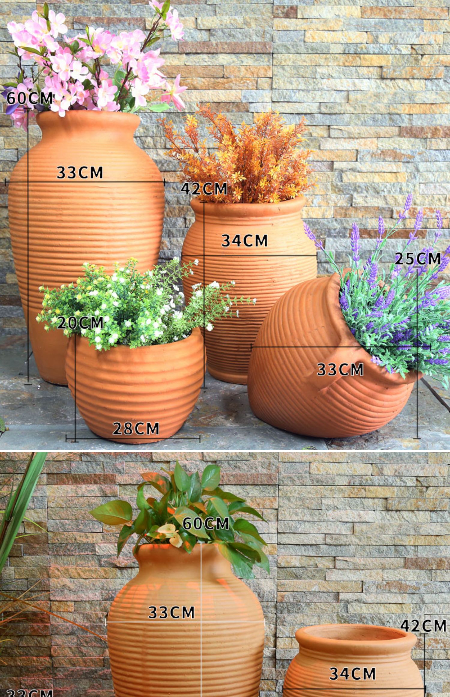 Vườn ngoài trời gốm đỏ chậu hoa kết hợp sàn bình đá gốm gốm gốm cảnh quan nhà máy gốm trực tiếp - Vase / Bồn hoa & Kệ lọ hoa bàn tay phật