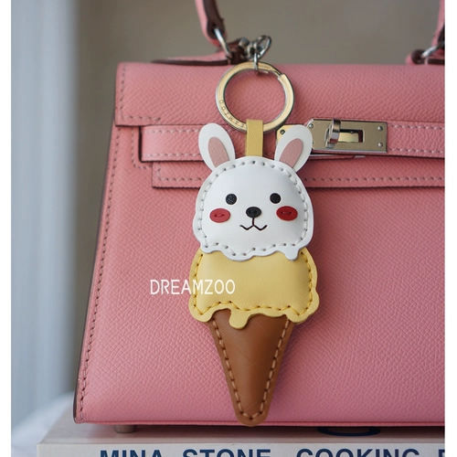 Оригинальный кролик для мороженого, брелок, кожаная подвеска, мультяшная сумка, картхолдер, белый кролик, популярно в интернете