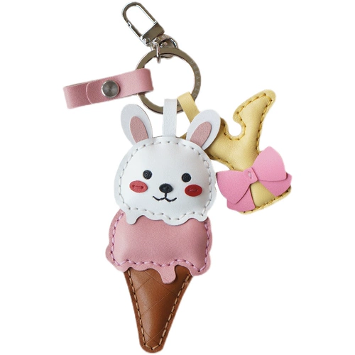Оригинальный кролик для мороженого, брелок, кожаная подвеска, мультяшная сумка, картхолдер, белый кролик, популярно в интернете