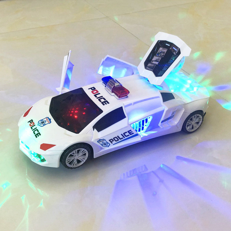 Electric Universal Police Car Music Light Children Baby Toy Automatic Turning Boy Rotating Dancing Sports Car Street Stall