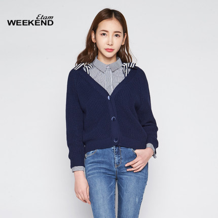 艾格Weekend2018春新款时尚休闲纯色针织系