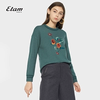 Eiger Etam mùa đông thêu hoa áo len cổ tròn áo len nữ 8A011712534 áo len đẹp