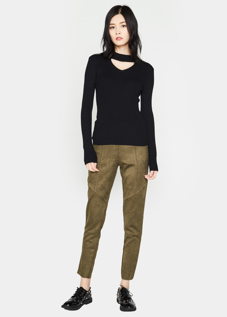 Eiger E & joy thời trang khí chất Slim V-cổ rắn màu áo thun mỏng áo len nữ 8A2017003 khoác cardigan