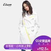 Eiger Etam thời trang thanh lịch OL màu sắc tương phản ve áo trong áo gió dài áo khoác nữ 17013404986