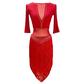 Belly Dance Practice Outfit Set with Tassels and Mesh, Oriental Dance Practice Performance Costume, Performance Group Uniform, Class Uniform, 2024 New Model