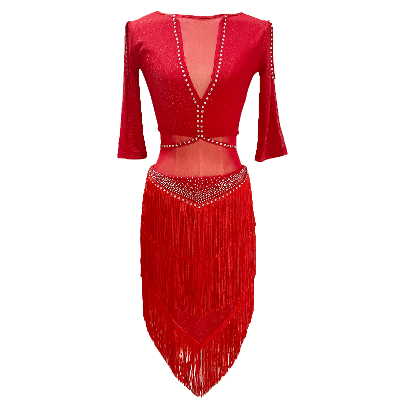 Belly dance practice clothes set can cover or reveal the belly