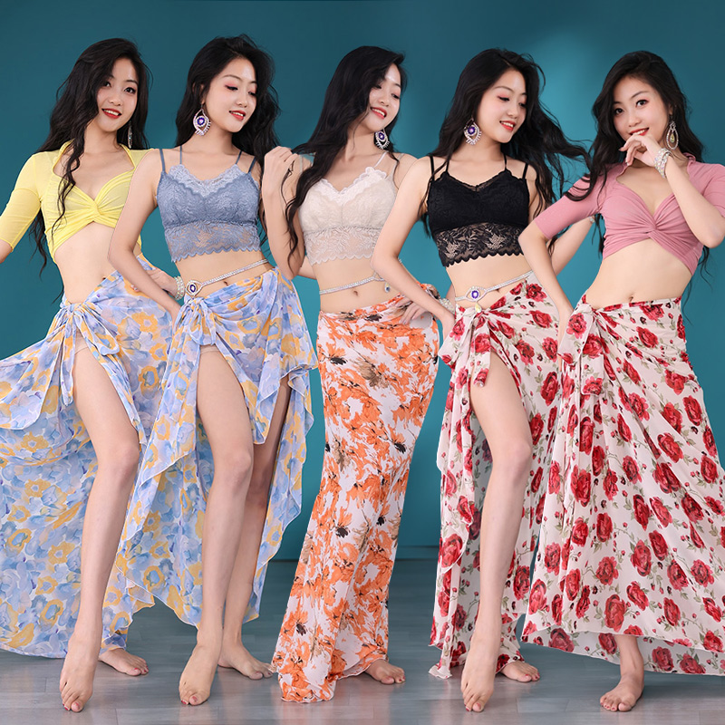 Belly dance Hip Towel Clothing 2022 Spring Summer Show Printed Dress Oriental Dance out of the seduces Sexy Lacing half-body dress