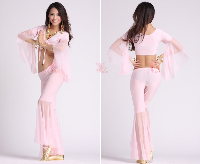 Fei charm bụng múa lưới dài tay thiết lập mùa xuân và mùa đông mới Ấn Độ trang phục múa bụng trang phục múa bụng trang phục tập thể dục - Khiêu vũ / Thể dục nhịp điệu / Thể dục dụng cụ giày tập nhảy