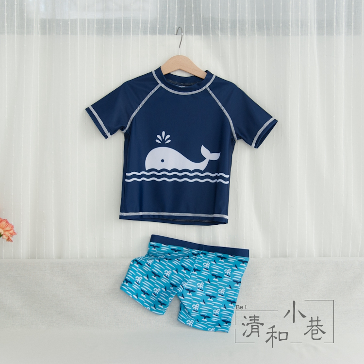 Crab & Whale | Bộ đồ bơi bé trai Hoạt hình cho trẻ em Áo tắm chống nắng Bộ đồ bơi hai mảnh dễ thương quần áo trẻ em xuất khẩu