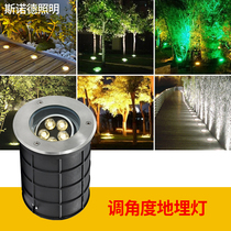 Buried lamp led outdoor waterproof buried lamp embedded angle of angle round garden Courtyard Seven Color Photos of Canopy Spotlight