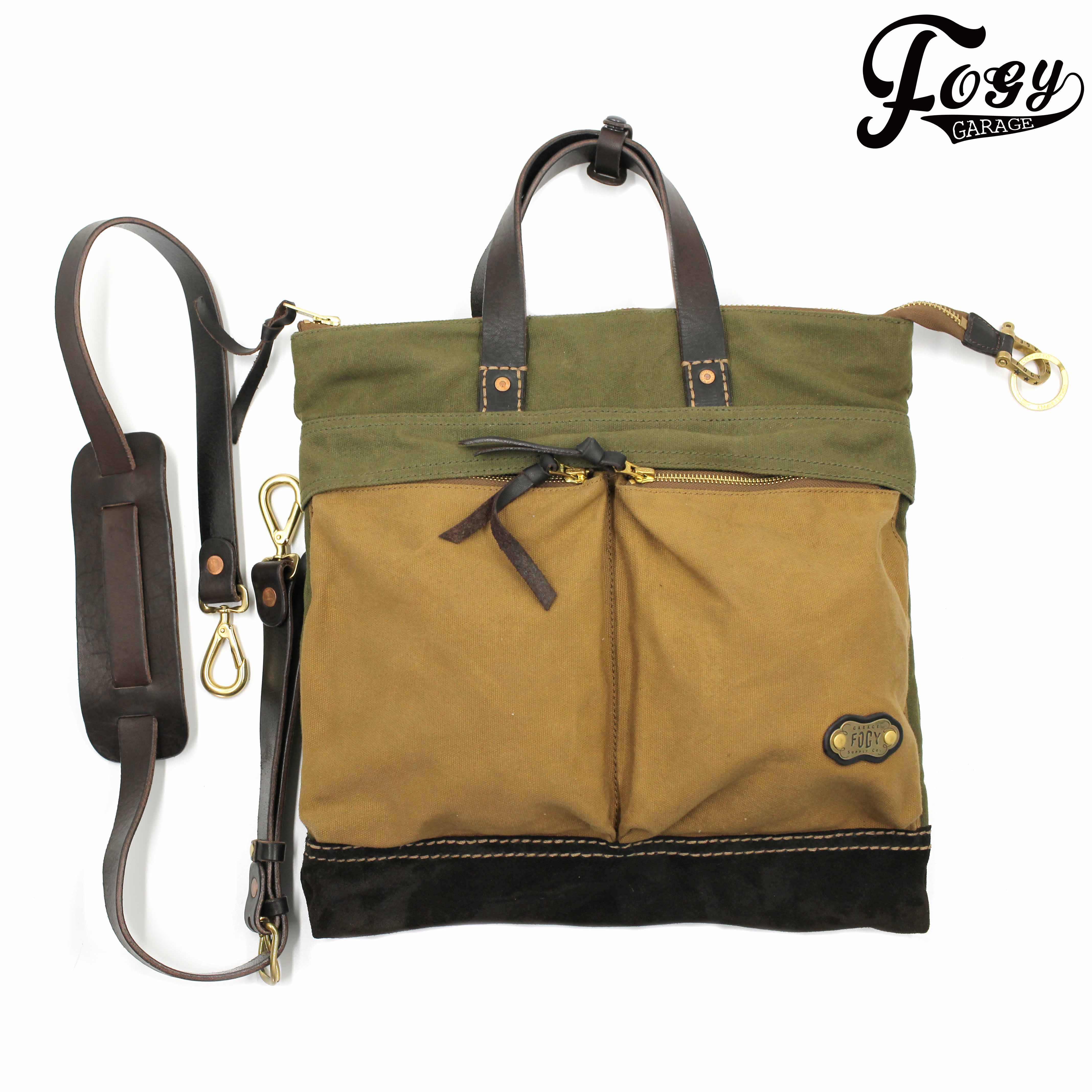 Land Airlines Commuter Sail and Locomotive American Everyday Original Design Retro Oil Waxed Satchel Parquet Collage RRL Style