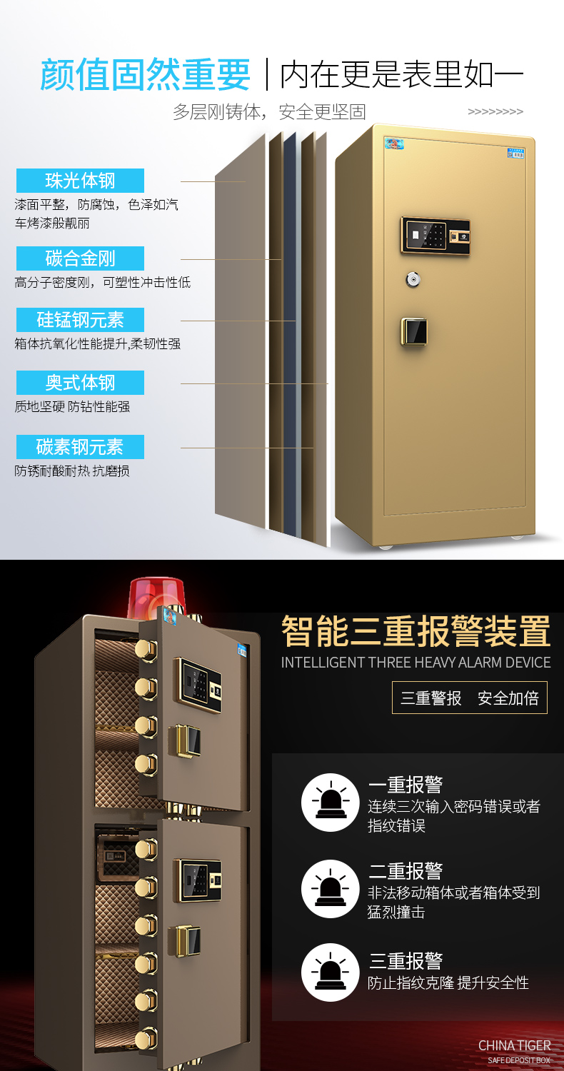 Tiger an toàn văn phòng lớn an toàn hộ gia đình an toàn hộp ký gửi 1,2 m 1,5 m mật khẩu vân tay cửa kép an toàn thép an toàn cao 1 m - Két an toàn tủ két sắt