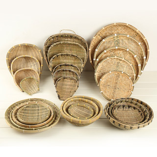 商用火锅迷你小筲箕圆形竹编方筲箕马路边装串串素菜蔬菜拼盘