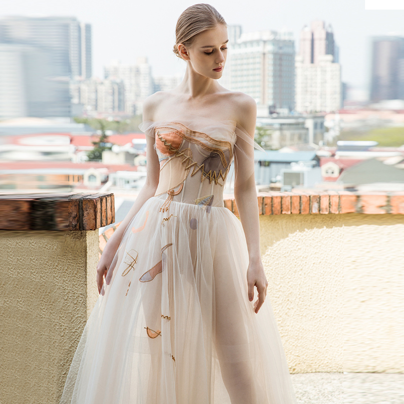 Strapless Wedding Dress 2019 New Bride S Simple Medium Length