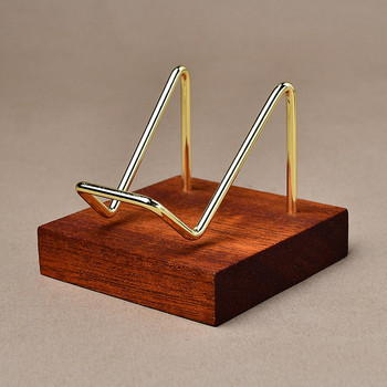 New stainless steel with beech wood display rack crystal rough mineral base handicraft ore specimen storage rack