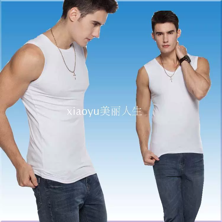 Áo thun không tay nam mùa hè Modal Cotton V-cổ Thời trang Slim Vai rộng Màu cơ thể rắn Vest áo khoác nam mùa hè