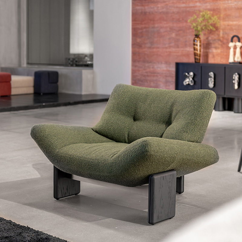 Emmi Leisure Chair, Italian Minimalist Single Sofa Chair, Replica Fabric Living Room Leisure Chair, High-Quality Luxury Lazy Chair