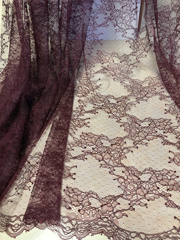 Imported Slightly Stiff Yarn Texture French Wave Edge Lace Fabric Wedding Dress Tutu Skirt Maroon Champagne Color Imported Slightly Stiff Yarn Texture French Wave Edge Lace Fabric Wedding Dress Tutu Skirt Maroon Champagne Color