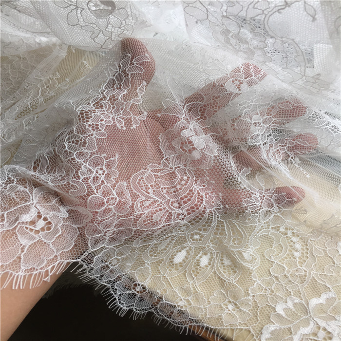 Ultra-Thin French Exquisite Texture Black and White Eyelash Lace Fabric Sexy See-Through Fabric Light Orange Pink Ultra-Thin French Exquisite Texture Black and White Eyelash Lace Fabric Sexy See-Through Fabric Light Orange Pink