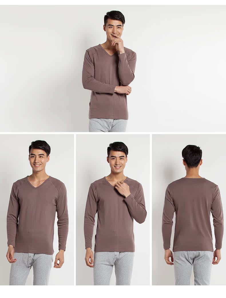 Quần cotton nam cổ chữ V mùa thu đơn mảnh mỏng mùa thu cơ sở áo len cotton cỡ lớn ấm áp thân mật 1204 ao giu nhiet lot long