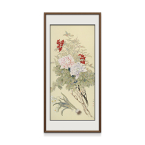 Authentic hand-painted traditional Chinese painting of rich peonies by famous artists vertical version of entrance hall living room elegant new Chinese restaurant
