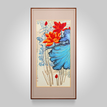 Rock color filigree craft painting New Chinese style porch hanging painting vertical version of villa high-rise duplex porch corridor painting