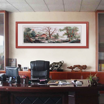Su embroidery finished hanging painting living room hand embroidery painting mahogany frame decorative painting landscape landscape patron craft painting