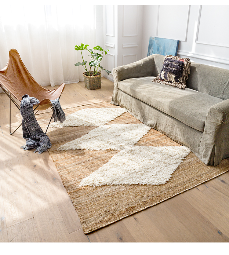 Thị giác hương vị của nhập khẩu thủ công đay thảm Bắc Âu nước Mỹ phòng khách nhỏ gọn bàn cà phê bên cạnh giường chăn thảm - Thảm thảm trải phòng khách
