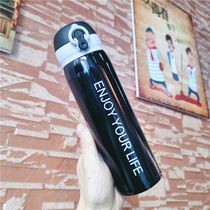 Korean version of the small fresh thermos cup simple literature and art female student couple stainless steel water cup portable creative trend cup