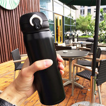 Korean version stainless steel thermos cup Solid color men and women lovers creative portable vacuum straight cup cute student water cup