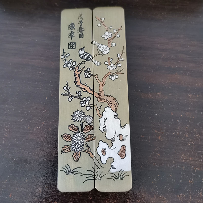 Collection of copperware antique office supplies four treasures of the study utensils gift solid pure copper ruler paperweight pressure ruler pressure paper